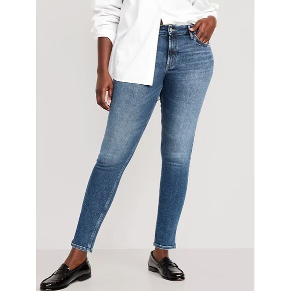 Old Navy Mid Rise Rockstar Super Skinny Jeans Womens 16 Blue Medium Wash NEW - Picture 1 of 10